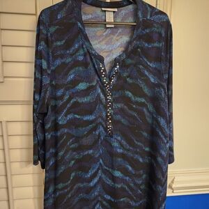 Catherines Blue and Gray Textured Top